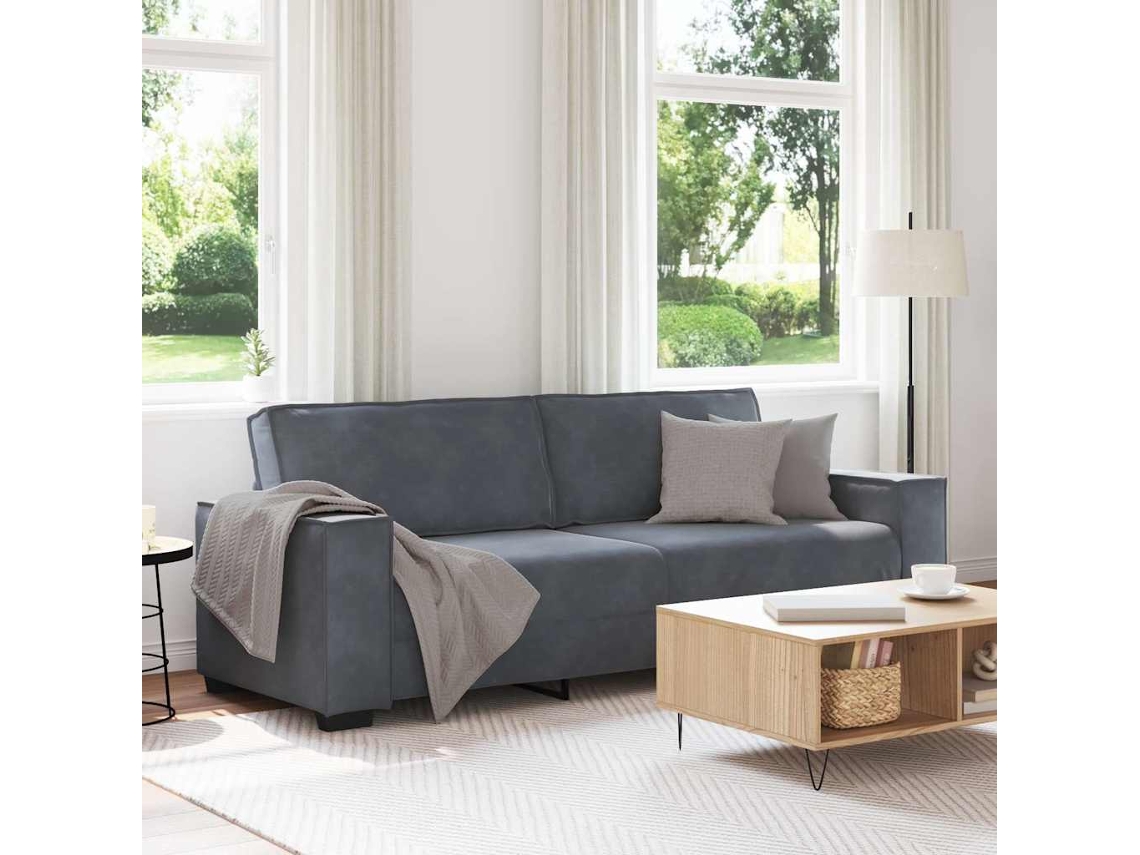 Sofá De 3 Plazas | Sofá De Salón | Sofá De Descanso Terciopelo Gris Oscuro 180 Cm Wsd615506