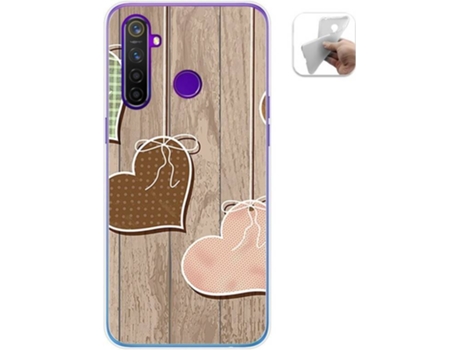 Carcasa Realme 5 Pro TUMUNDOSMARTPHONE Corazones Madera Multicolor