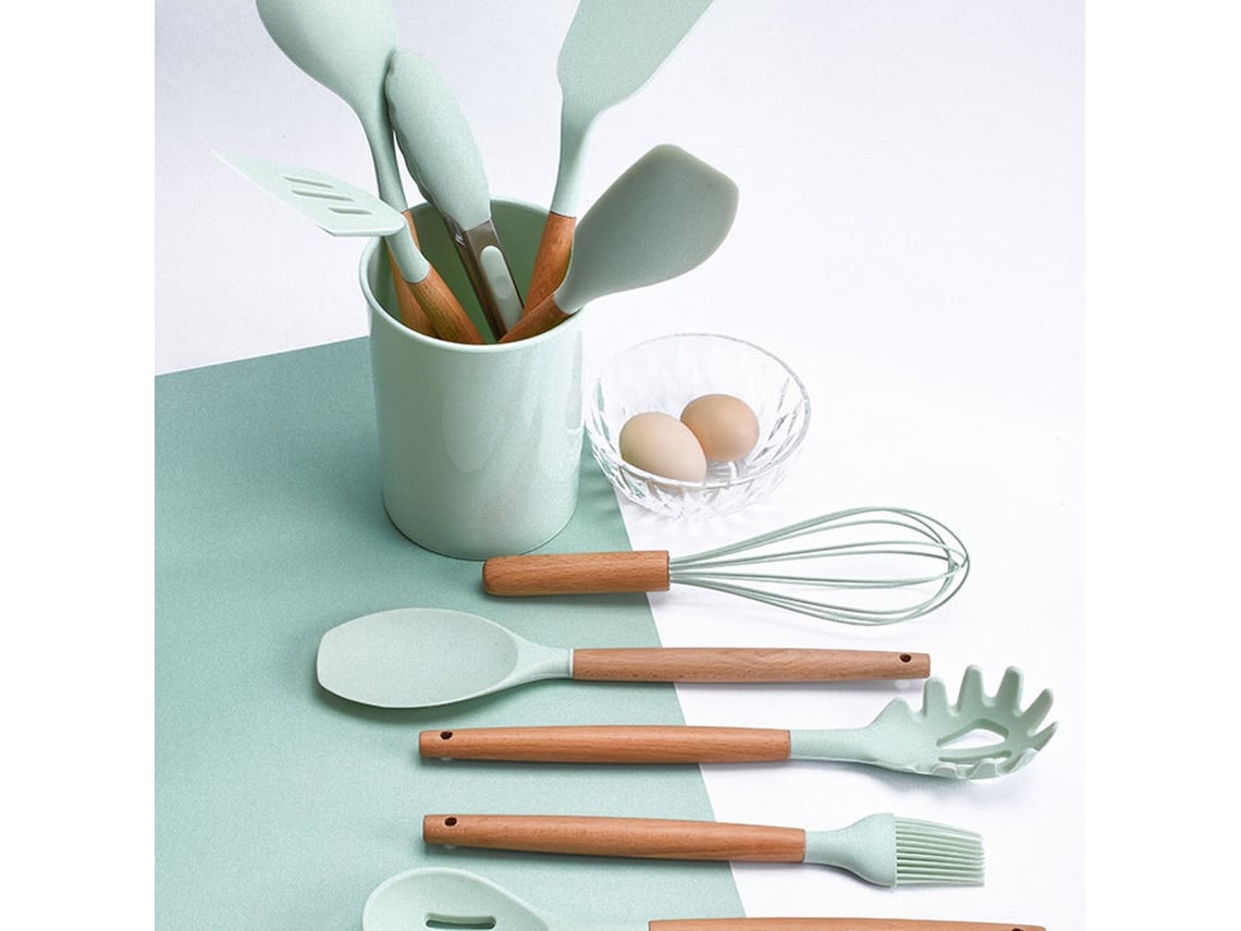 Juego De Utensilios De Cocina, 13 Piezas De Silicona Para Cocinar, Resistentes A