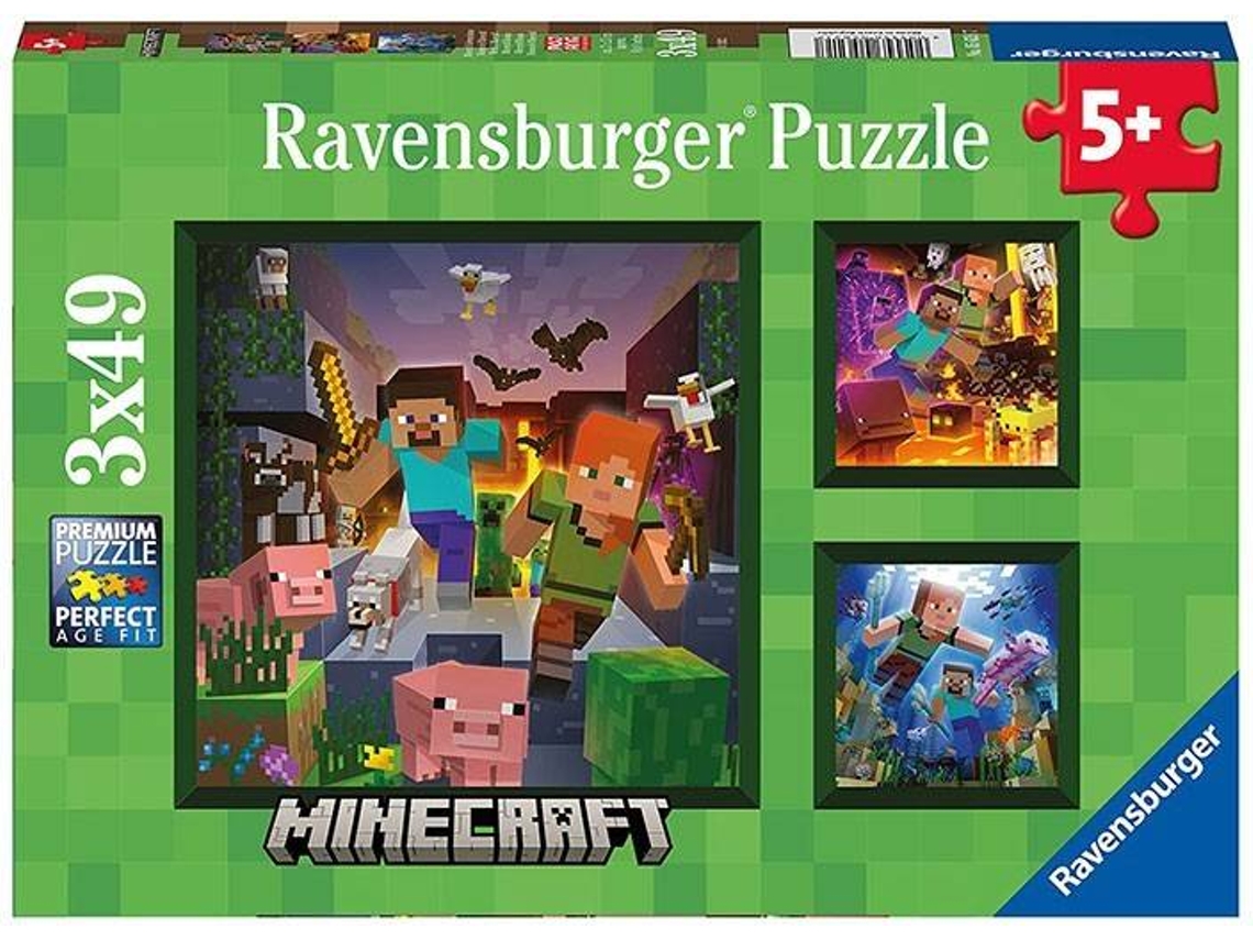 Puzzle RAVENSBURGUER Puzzle 3X49P Minecraft (Edad Minima: 5 Anos)