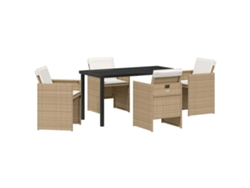 Conjunto De Comedor De Jardín 5 Uds | Mueble De Jardín Beige Ratán Sintético
