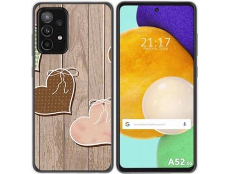 Carcasa Samsung Galaxy A52 / A52 5G / A52s 5G TUMUNDOSMARTPHONE Corazones Madera Multicolor