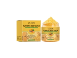 Exfoliante corporal de cúrcuma para una piel suave y radiante.