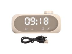 Altavoz Bluetooth Inalámbrico Con Luz Rgb, Graves Potentes, Indicador De Temperatura, Radio Fm Y Despertador, Espejo Beige.