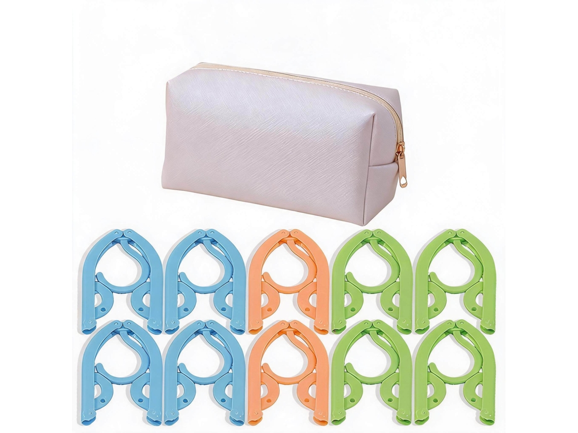 Set Perchas Chrui Plegables Viaje 10 Perchas + Bolsa (blanco)