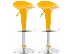 Juego de 2 taburetes de bar giratorios y regulables en altura, de color amarillo, de diseño Tdb10026