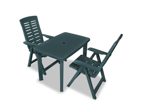 MAISON EXCLUSIVE Set de mesa y sillas bistró de jardín 3 piezas plástico verde