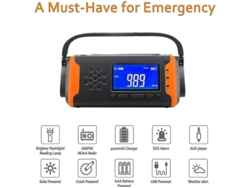 Radio portátil de emergencia con manivela y energía solar de 4000 mAh con linterna BESTVITE