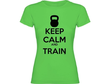 Camiseta para Mujer KRUSKIS Keep Calm And Train Verde para Fitness (S)