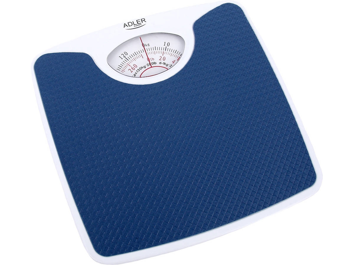 Báscula Mecánica De Baño, Precisión Analógica De Gran Tamaño, Medición Hasta 130 Kg, Fácil Uso Adler Ad8151b Blanco/azul