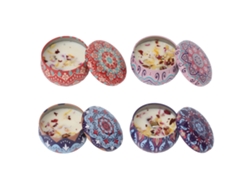 Juego de 4 velas aromáticas de flores secas con fragancia duradera para yoga y meditación - Caja azul