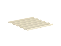 Pérgola retráctil de 3 x 3 m con cubierta color crema de 250 x 255 cm.