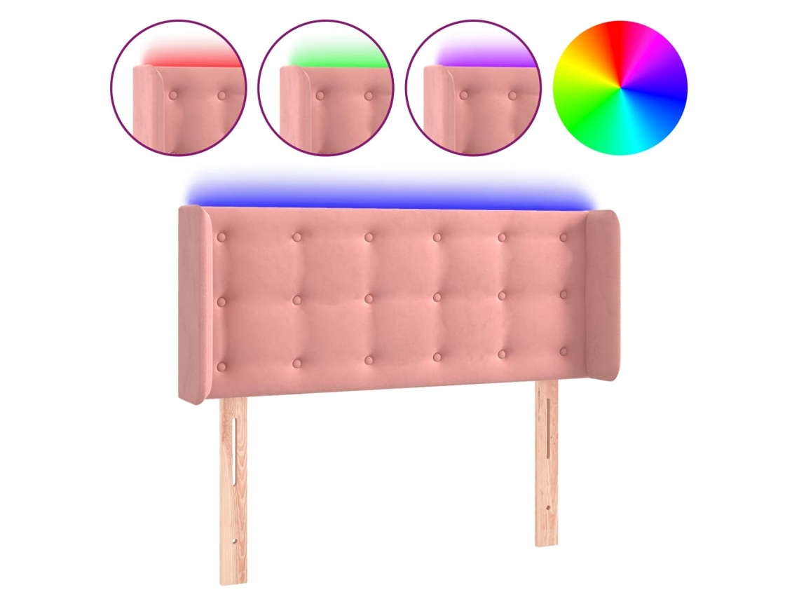 Cabecero Con Led VIDAXL Rosa Terciopelo (93x16x88 cm)