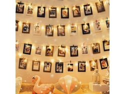 (luz Cálida 2m20 Cuentas Led, 12 Clips) Cadena De Luces Navideñas Con Luz Led Para Fotos, Con Caja De Batería