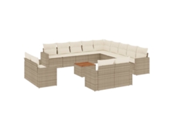 Maison Exclusive - Set Sofás De Jardín 14 Pzas Con Cojines Ratán Sintético Beige