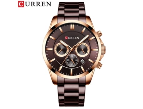 Relojes de Moda para Hombres Relojes de Pulsera con cronógrafo, Reloj con Banda de Acero Inoxidable para Hombres-Café de Concha Rosa LUUCOZK
