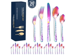 Juego de cubiertos de acero inoxidable, 30 piezas, utensilios de cocina para 6 personas, multicolor.