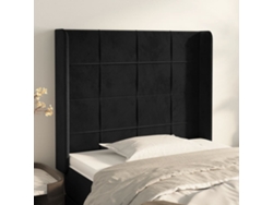 Cabecero Con Orejas De Terciopelo Negro 103x16x118/128 Cm
