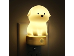 Luz nocturna LED enchufable para niños, luces nocturnas 3D con forma de cachorro y sensor de anochecer a amanecer (blanca)
