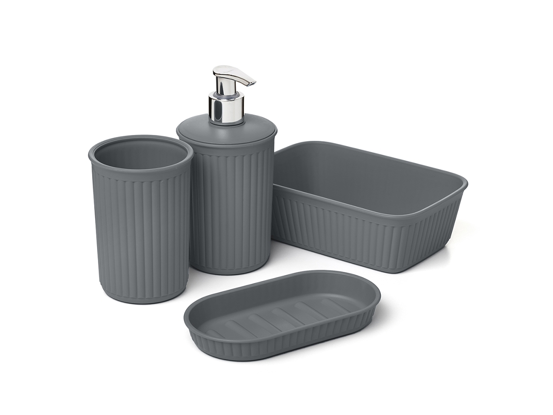 Conjunto de Baño TATAY Baobab (Gris - Plástico - 17 x 11.3 x 16.5 cm)