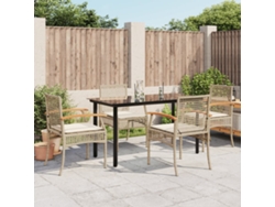 Juego de comedor de jardín de 5 piezas con cojines de mimbre beige de DKD Home Decor