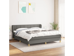 Cama Box Spring Con Colchón Tela Gris Oscuro 180x200 Cm