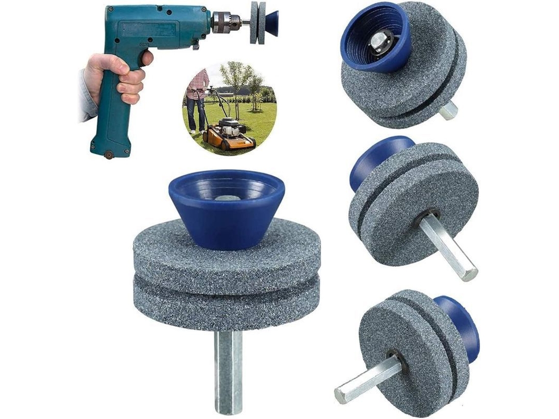 2026-3 Piezas Afilador De Cuchillas Universal Para Cortacésped, Para Taladro Eléctrico Y Manual, Afilado Rotativo, Molino De Doble Capa (gris)