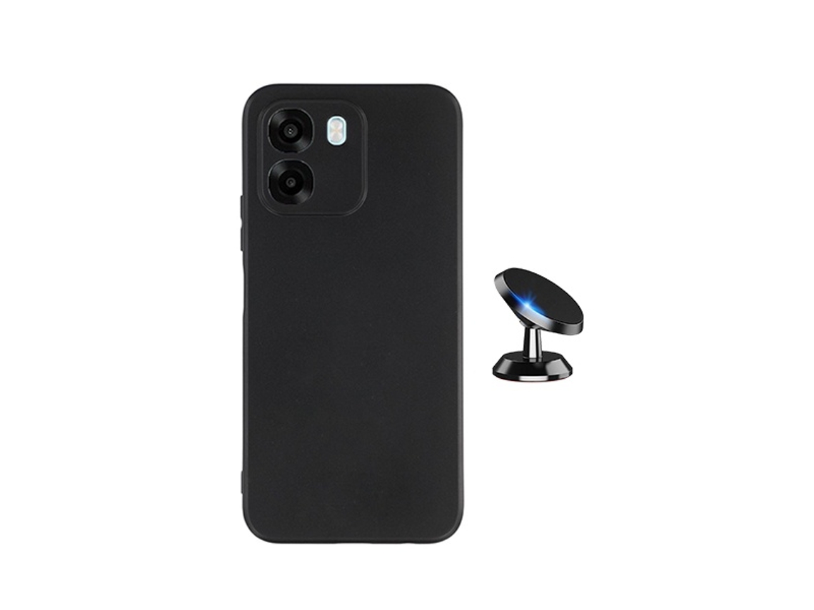 Kit Suporte Magnético Capa Silicone Líquido Phonecare Para Oppo A6 4g - Preto