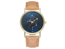 Reloj De Pulsera Analógico De Aleación Con Esfera Redonda Y Movimiento De Cuarzo Beige.