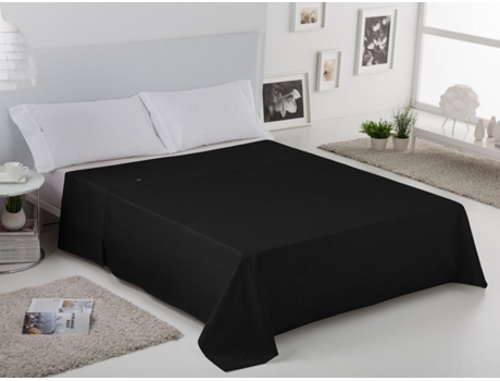 Sábana Encimera ESTELIA (170 x 270 cm - Algodón y Poliester - Negro)