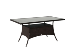 Mesa Jardín Comedor Poliratán Cristal Seguridad 150x85x74 Marrón Negro