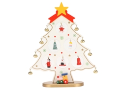 Árbol de Navidad de madera, adorno de escritorio irrompible con 8 campanas y 7 colgantes.