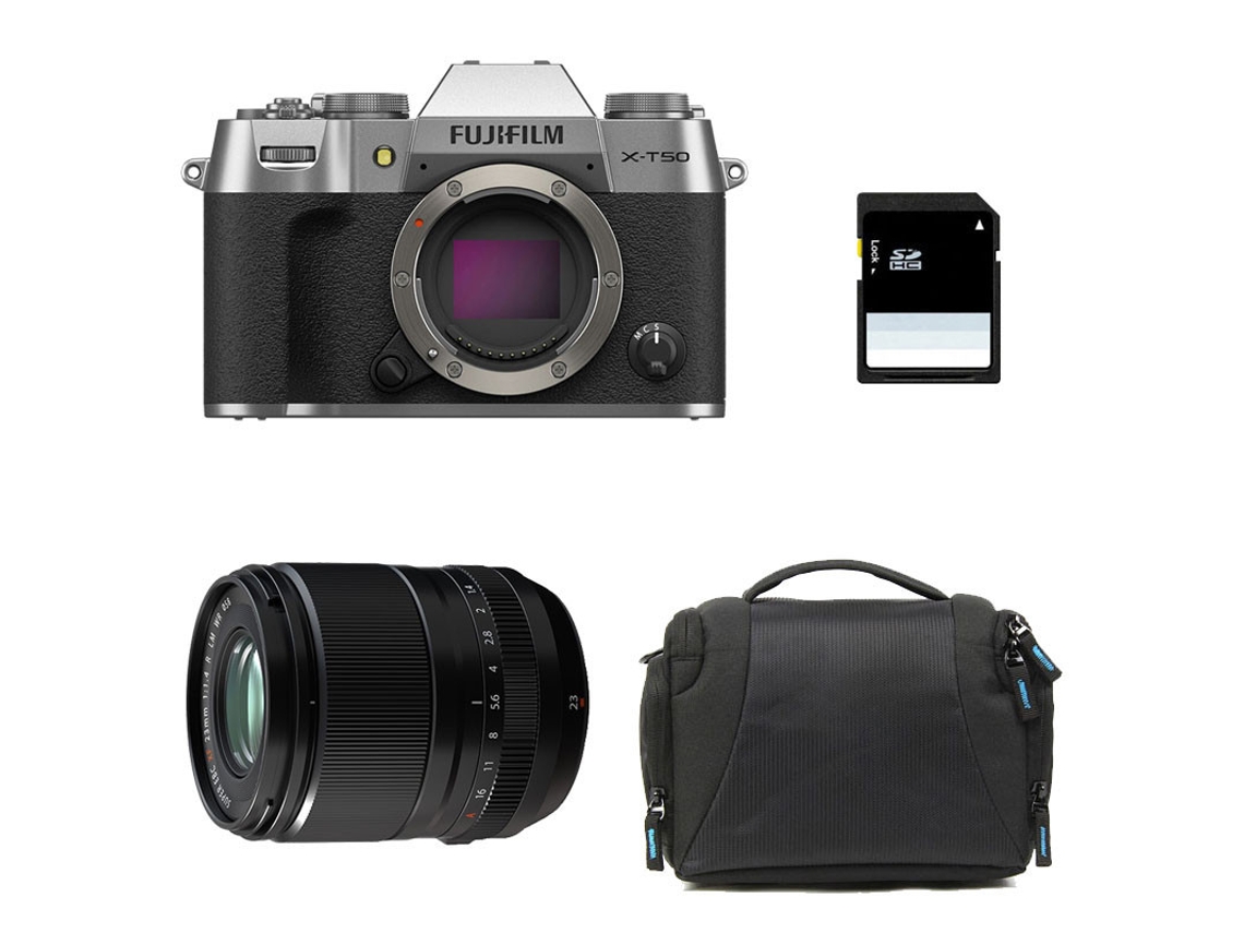 Fujifilm X-t50 Plata + Objetivo 23mm F/1.4 Wr + Bolsa + Tarjeta Sd De 8 Gb