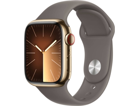 APPLE Watch Series 9 GPS+Cellular 41 mm Acero Inoxidable Oro con Correa Deportiva Barro (Talla: M/L)