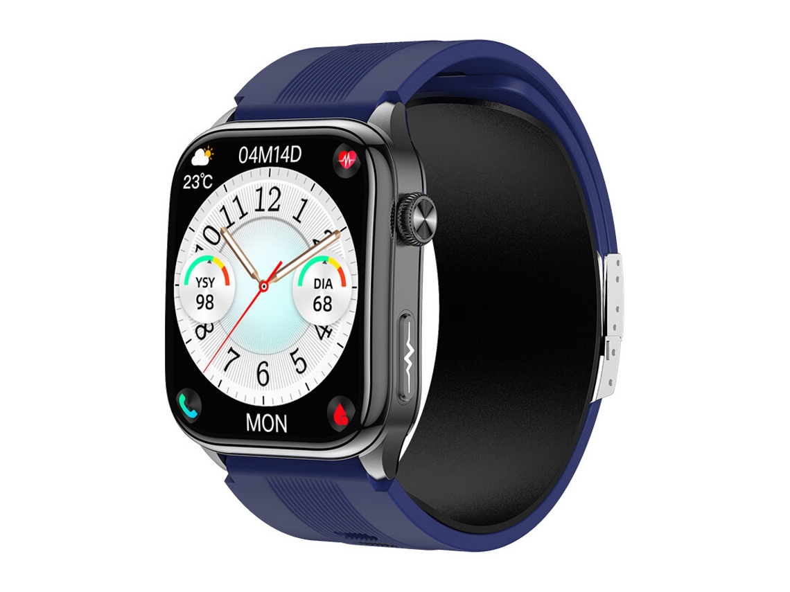 Reloj inteligente S101 de cuero marrón con pantalla AMOLED de 2,06 pulgadas y bomba de aire, prueba de ECG EDA, llamadas Bluetooth, Mdug