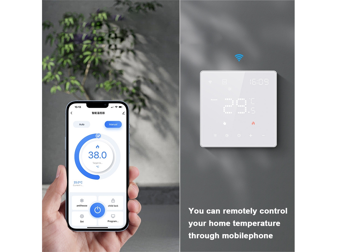 Termostato Inteligente Tuya Con Wifi, Panel Táctil, Control De Temperatura Y Compatible Con Alexa Home.