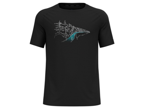 Camiseta de Hombre para Running ODLO Crew Essential Estampada Negro (S)