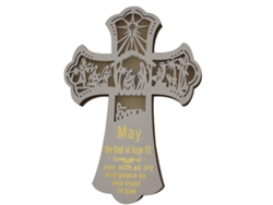 Adorno De Cruz De Madera Iluminada Con Calado, Decorativo Para Pascua Y Navidad, Colgante, 36,5 X 25,5 Cm.