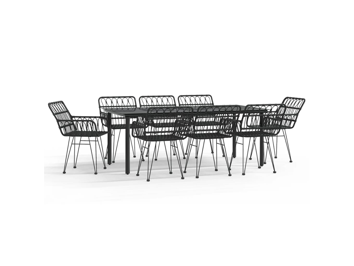 Maison Exclusive - Juego De Comedor De Jardín 9 Piezas Ratán Sintético Negro