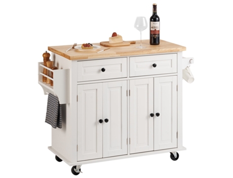 VEVOR 35,4 rolling trolley de almacenamiento con isla de cocina con cajón y rack