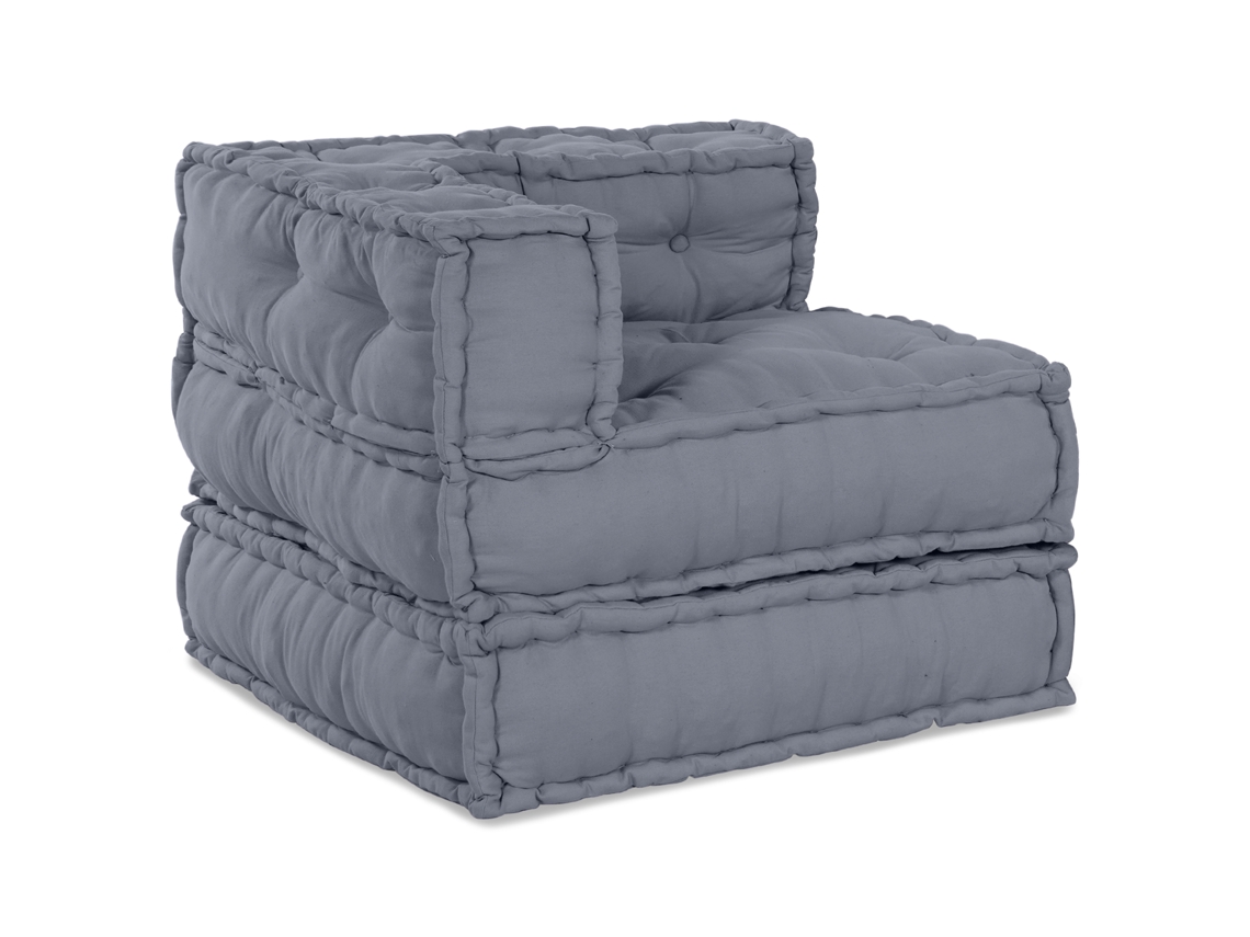 Pouffe De Algodón Para Espacio Moderno Vidaxl Gris Algodón (70x70x54 Cm)