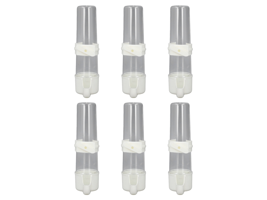 6 Bebederos Automáticos Colgantes De Plástico Antiderrame Para Jaulas De Pájaros, 150 Ml.