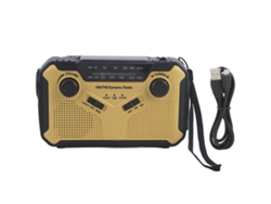 Radio Portátil Solar De Emergencia Noaa Fm/am Con Manivela, Linterna Y Batería Externa Sos.