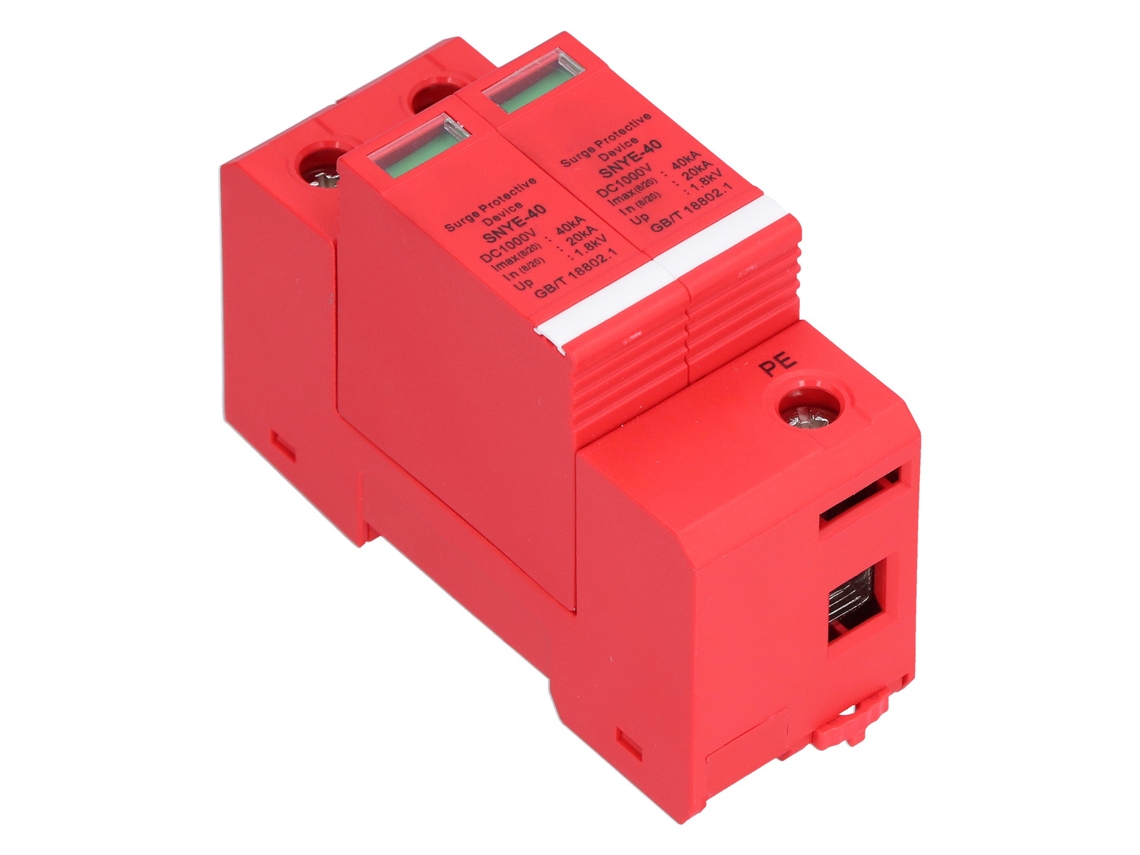Protector contra sobretensiones fotovoltaicas de CC de 2 polos para descargadores de baja tensión conectados a la red eléctrica de 1000 V CC.