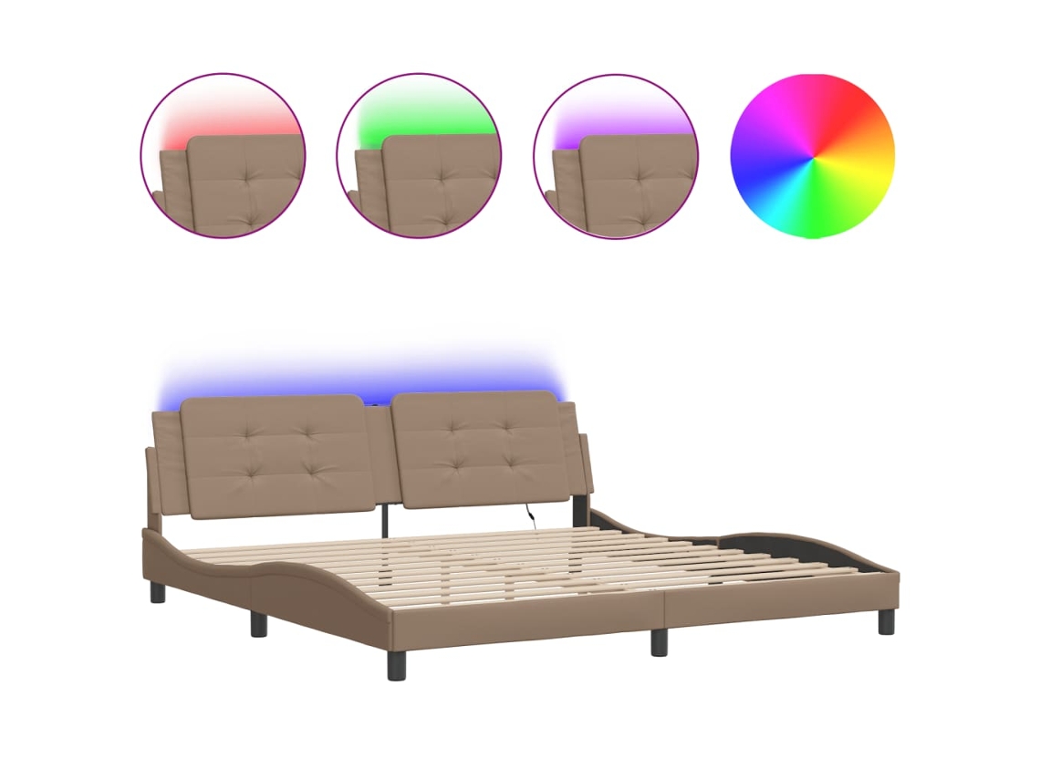 Maison Exclusive - Estructura De Cama Con Led Sin Colchón Zadar Capuchino 200x200 Cm