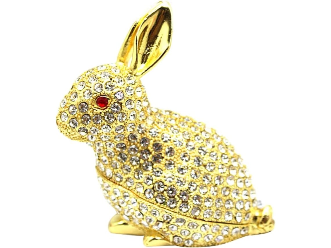 Caja De Joyería Con Figura De Conejo Esmaltada, Organizador De Joyas Decorativo Para Tocador.
