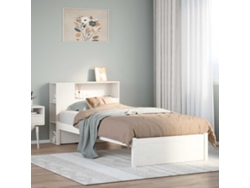 Cama Individual | Cama Con Estantería Sin Colchón Madera Maciza Blanca 75x190 Cm