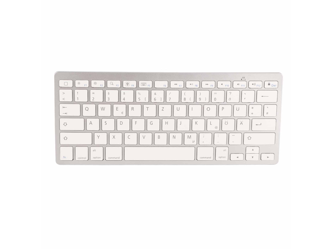 Teclado inalámbrico portátil universal Bluetooth, delgado y silencioso, teclado alemán para iOS, Android y Windows.
