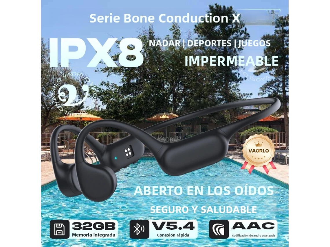 (negro 32gb) Auriculares De Conducción Ósea Bluetooth 5.4, Tarjeta De Memoria Mp3 De 32gb, Resistentes Al Agua.