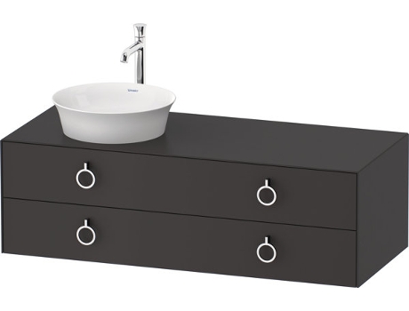 DURAVIT Tulip blanco, mueble de baño colgado en la pared, ancho 1300 x profundidad 550mm, con 2 cajones, con tirador, WT4992L